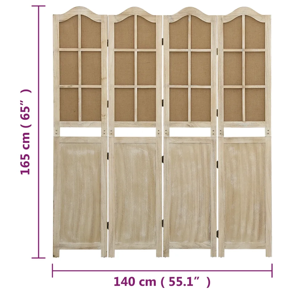Divisorio a 4 Pannelli Marrone 140x165 cm in Tessuto cod mxl 69891