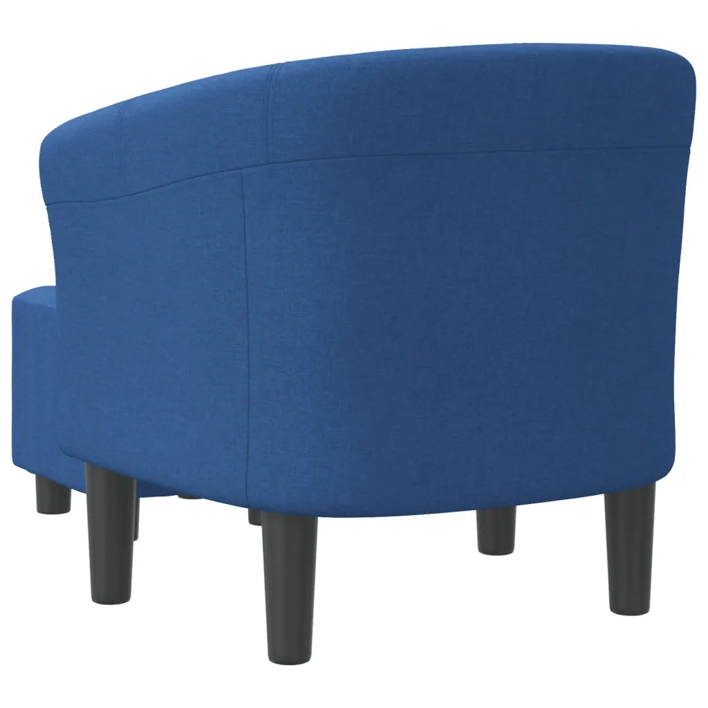 Divano Sedia-Poltrona Cabriolet con Poggiapiedi Blu in Tessuto