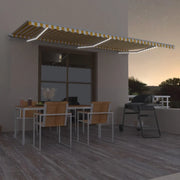 Tenda da Sole Retrattile Manuale LED 600x350 cm Giallo Bianco 3069043