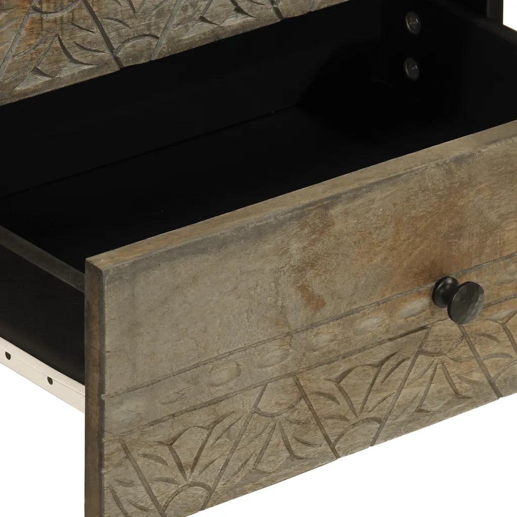 Comodino Grigio Chiaro 50x33x60 cm in Legno Massello di Mango 4017802
