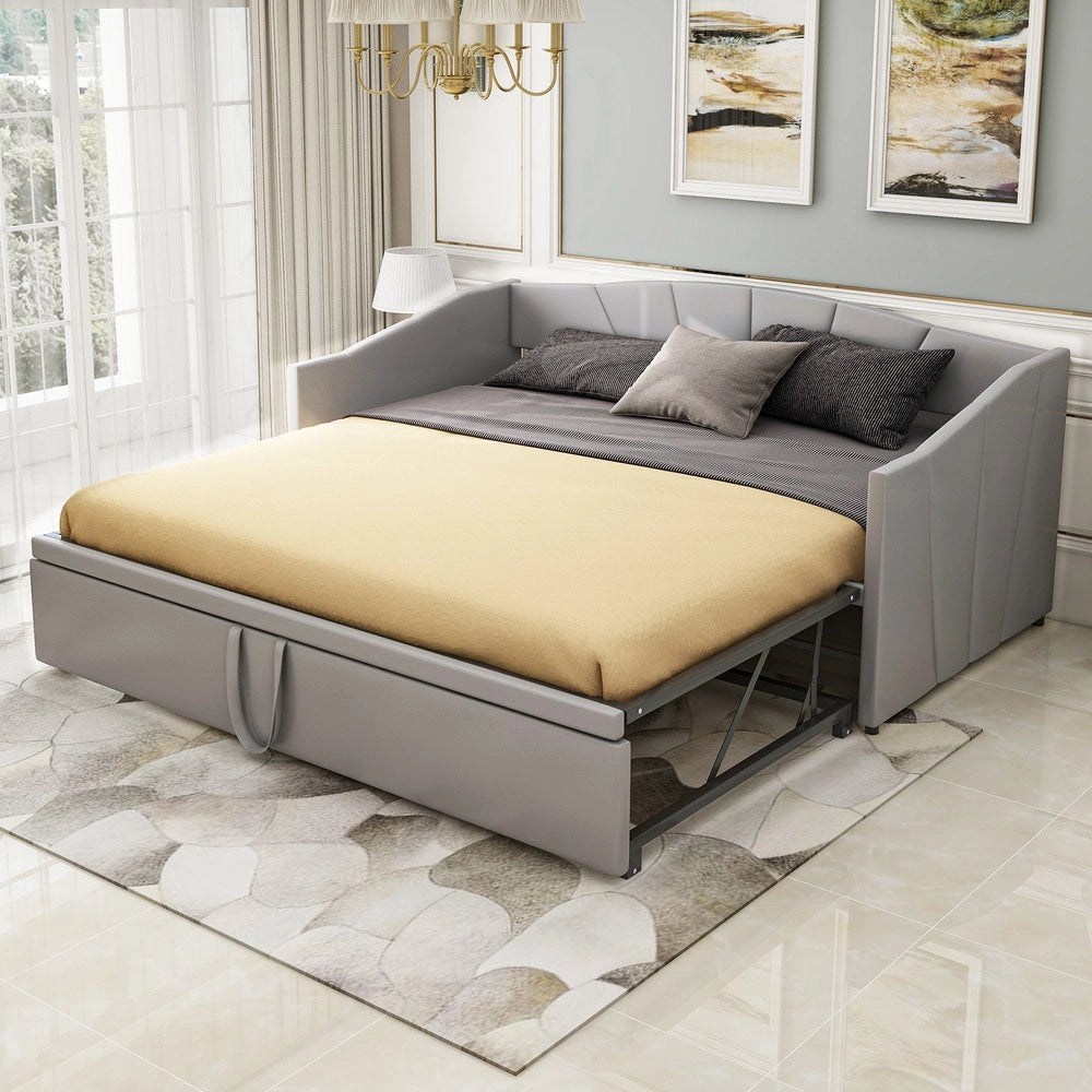 Letto Estraibile Multifunzione in Velluto ¨C MINIMAL ¨C Grigio, 90x200/180x200