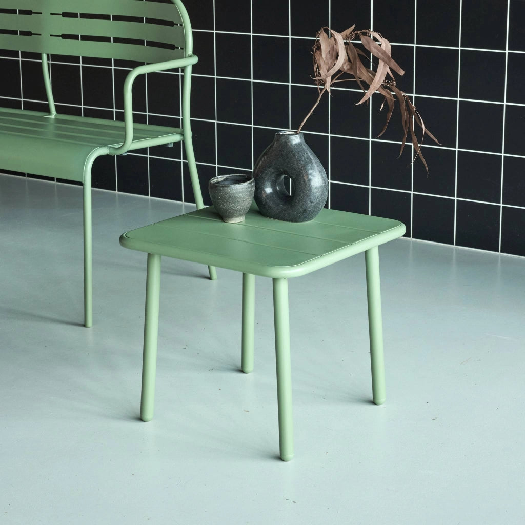 Tavolino da giardino quadrato in acciaio, 45 cm, verde