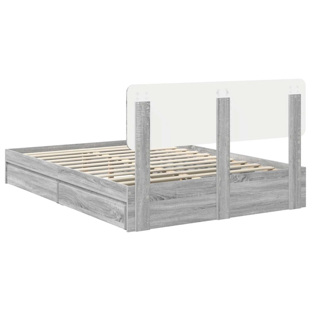 Letto con Contenitore con testiera Grigio Sonoma 150 x 200 cm 3412267