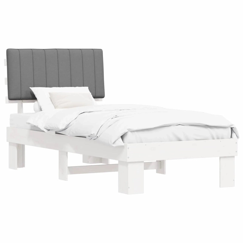 Letto con Testiera Rivestita Grigio chiaro 90 x 200 cm