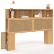 IDMarket - Testata EDHEN 145 cm con contenitore chiuso e nicchie in canna e legno