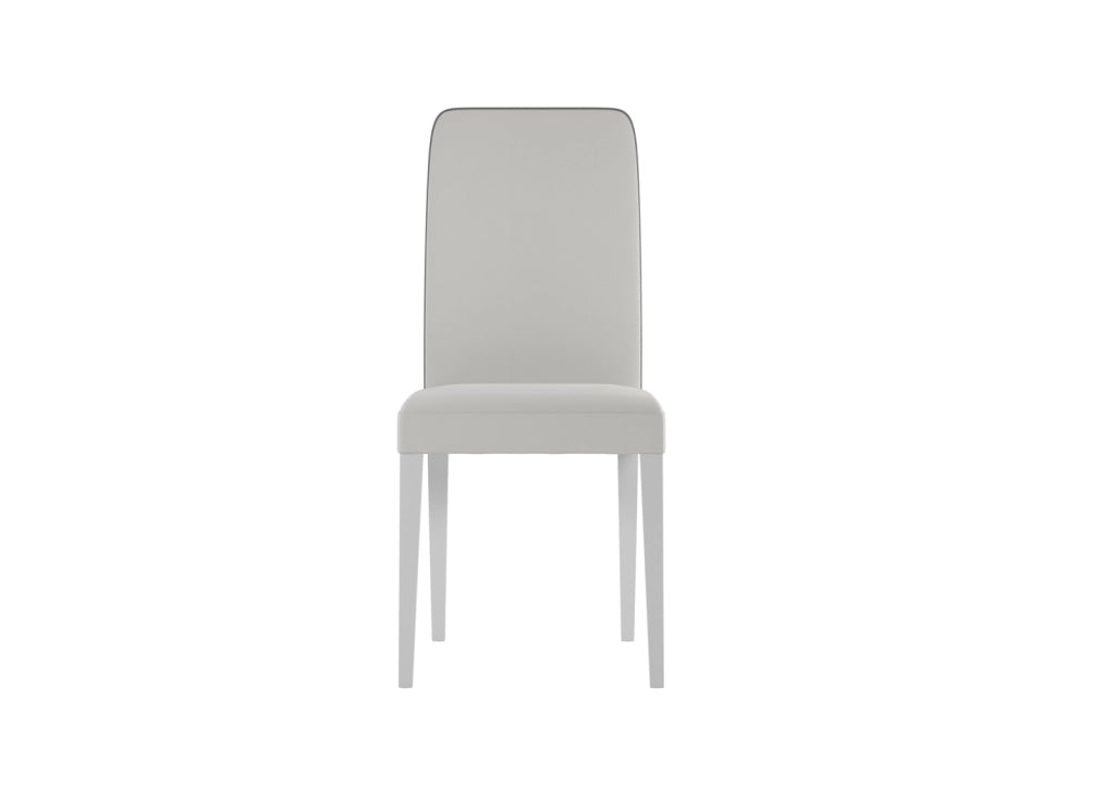 Sedia Anita in Similpelle Bianca e Grigia con Gambe in Legno di Faggio Laccato, Seduta Confortevole e Design - Ombrellificio
