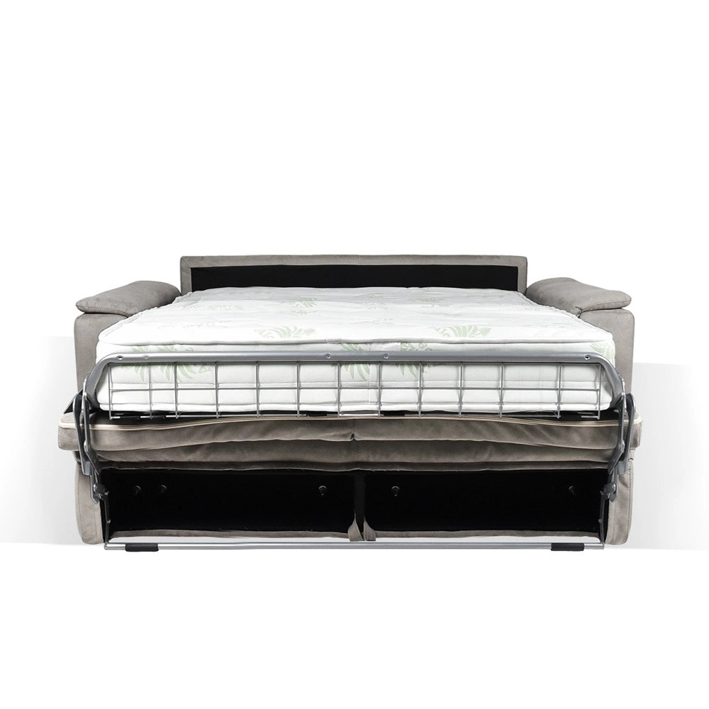 Divano letto Mercurio 3 posti poggiatesta reclinabili in tessuto Luna 19 light grey