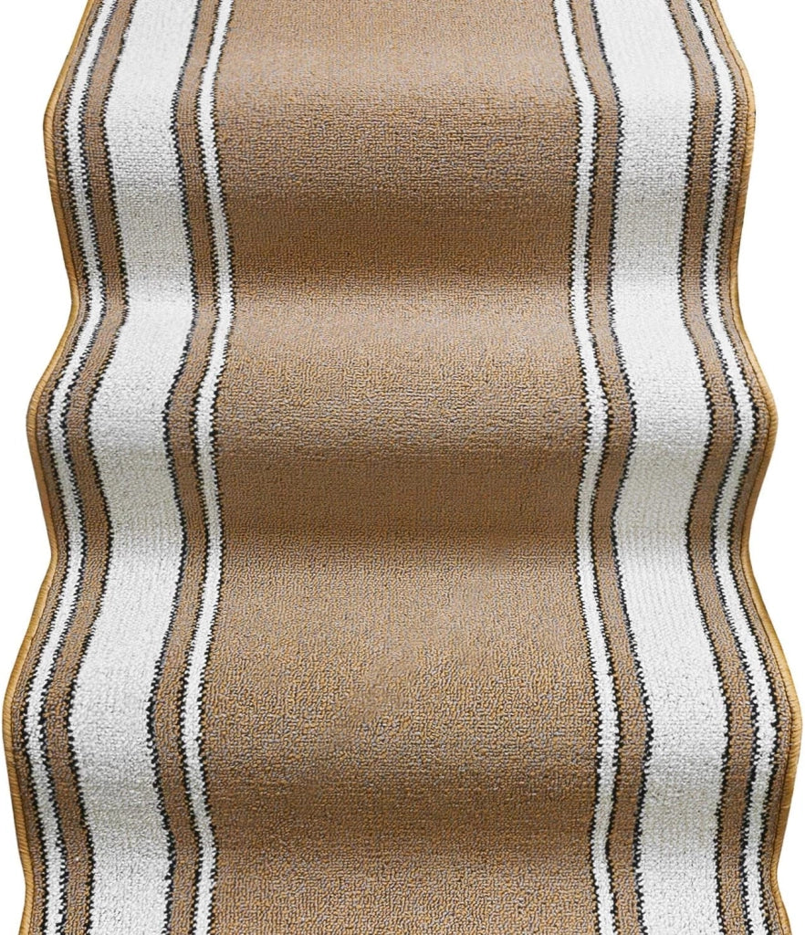 Tappeto Scala Passatoia Ingresso Corsia Scale Antiscivolo Stile Classico Beige 67x600 cm