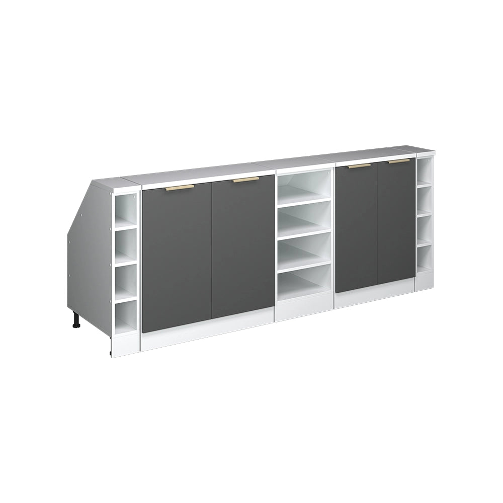 Set di mobili sottotetto Rion Antracite-oro/Bianco 210 cm Set di 5 carcasse armadio profondità 60 cm Vicco