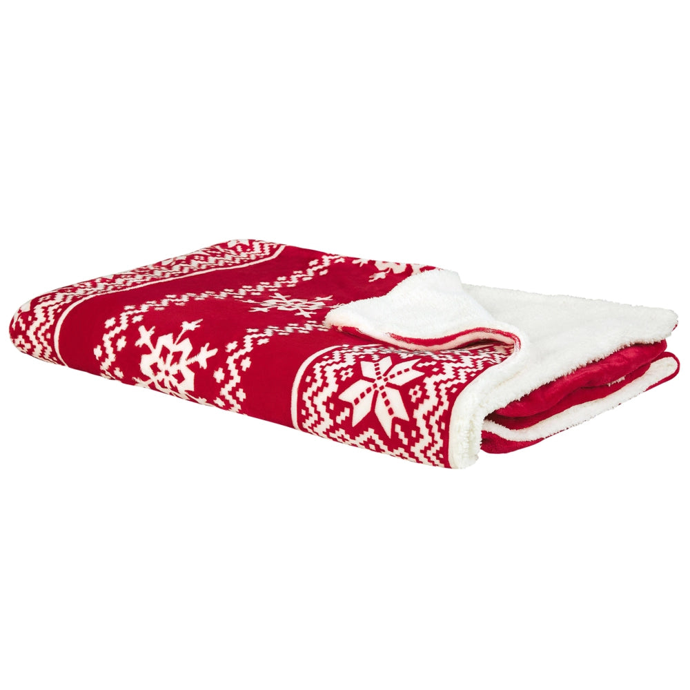 Plaid Coperta Flanella Rossa 150 x 200 cm Inverno Lanuginoso Classico Inverno Stagionale Maglione Di Natale Modello