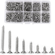 Set di viti autoalimentanti in acciaio inossidabile M2 - testa piatta - viti a croce - viti per muratura asciutta con scatola di conservazione.