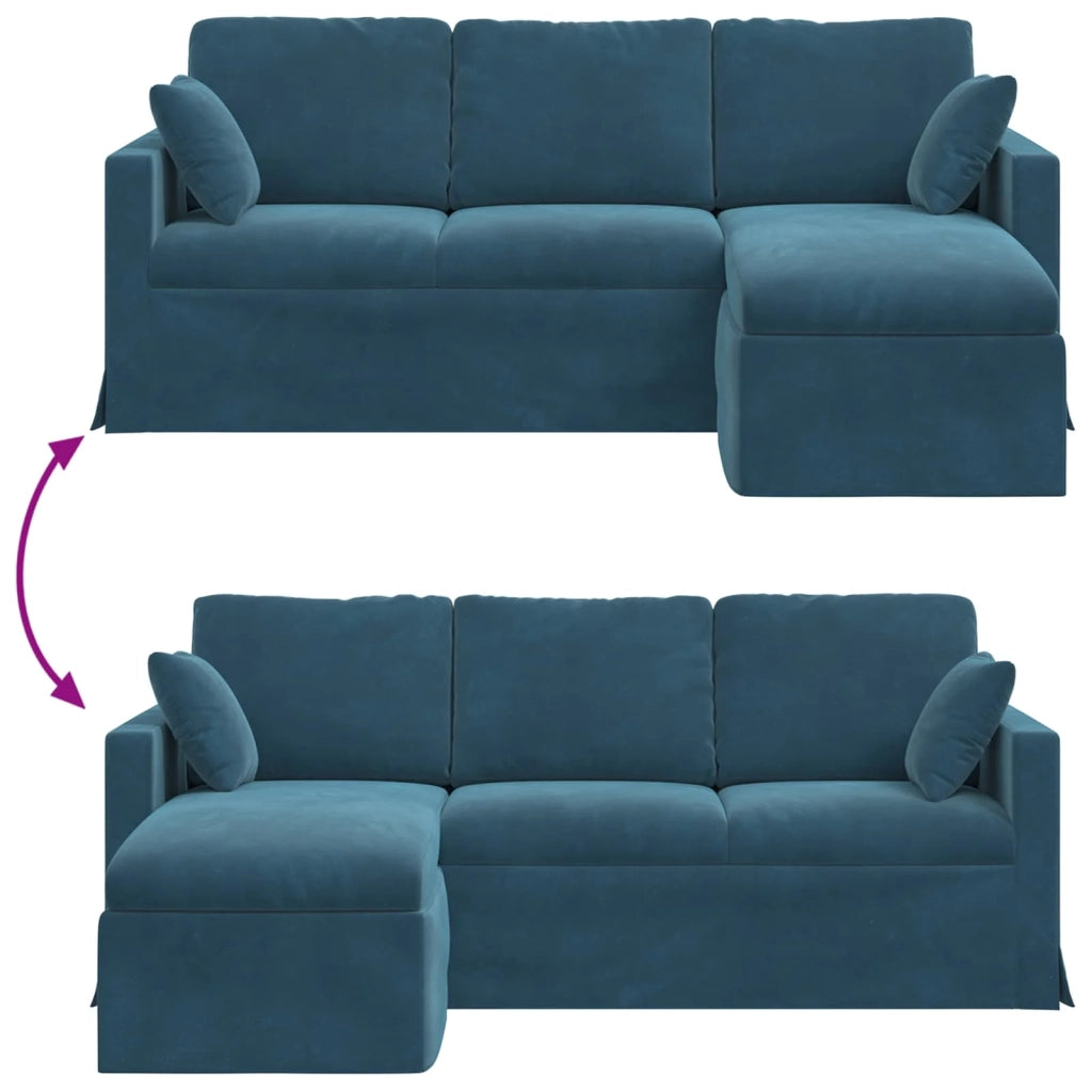 Divano Blu 198 x 134 x 80 cm Velluto