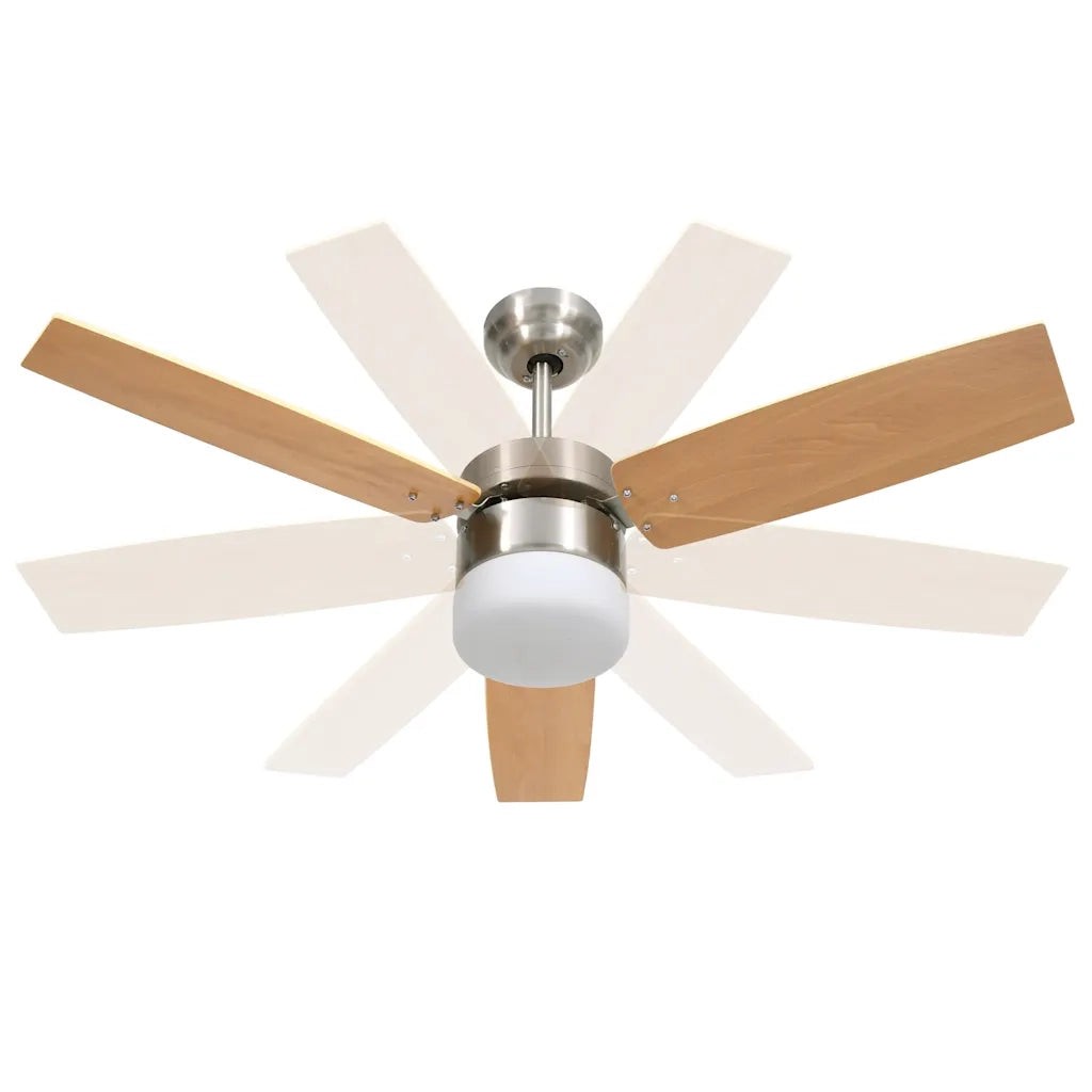Ventilatore Soffitto Luce e Telecomando 108cm Marrone Chiaro 51490