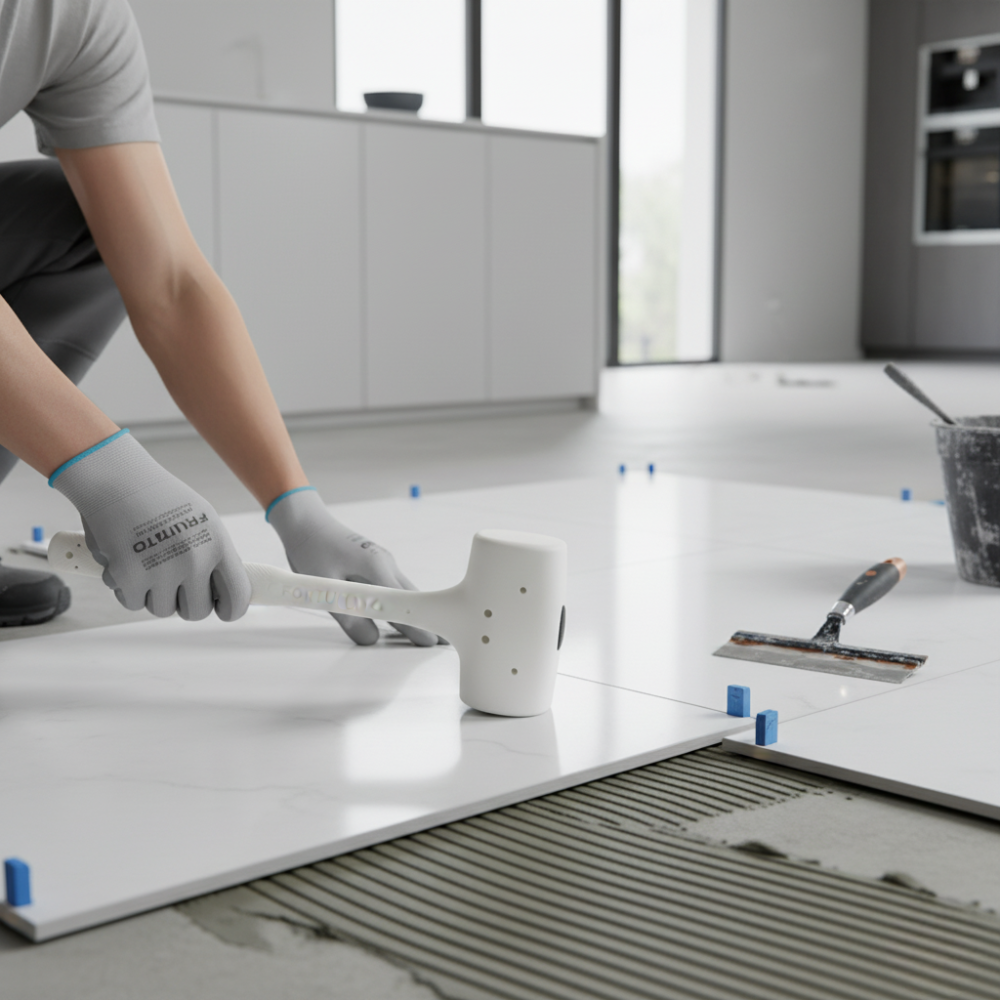 Kit 3 martelli battipiastrelle in gomma antirimbalzo per posa 500 gr.