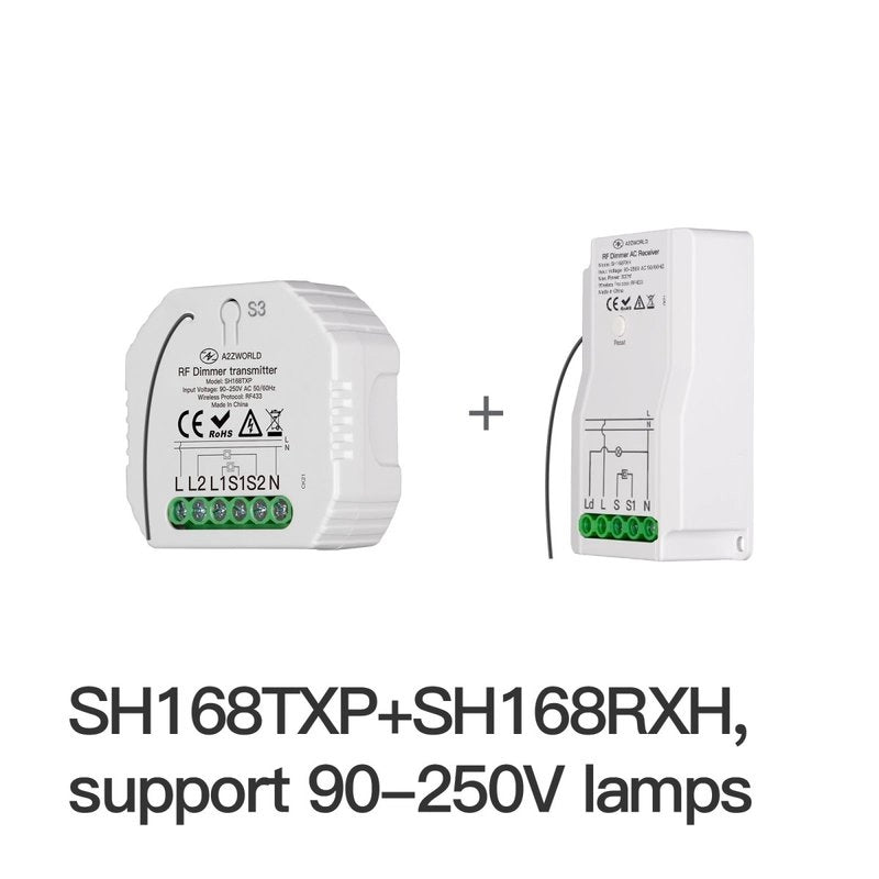 Ricevitore RF AC Led Dimmer Senza Fili Taglio di Fase 220V 300W Ingresso Radio Frequenza e Pulsante NO