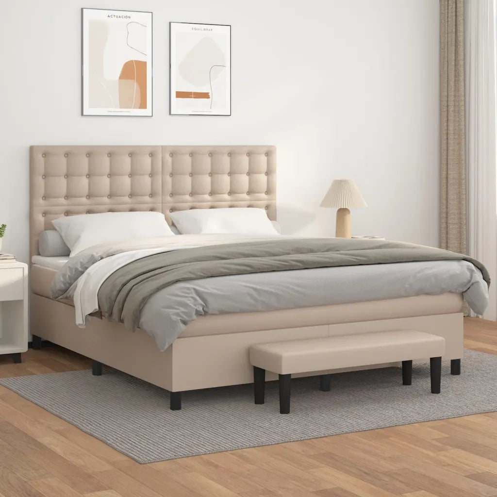 Giroletto a Molle con Materasso Cappuccino 180x200cm Similpelle 3137682