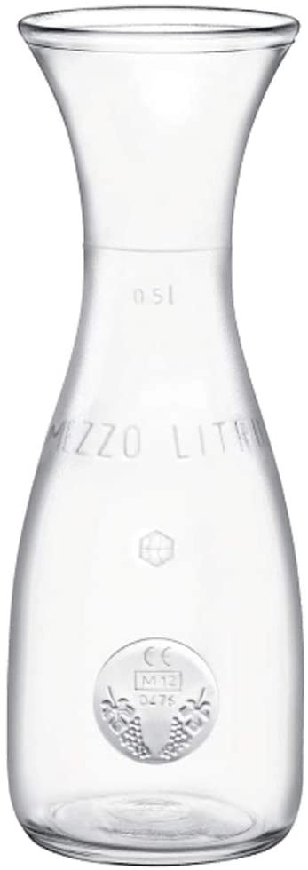 BROCCA CARAFFA IN VETRO COLLO D'OCA PER ACQUA E VINO MISURA 500 ML