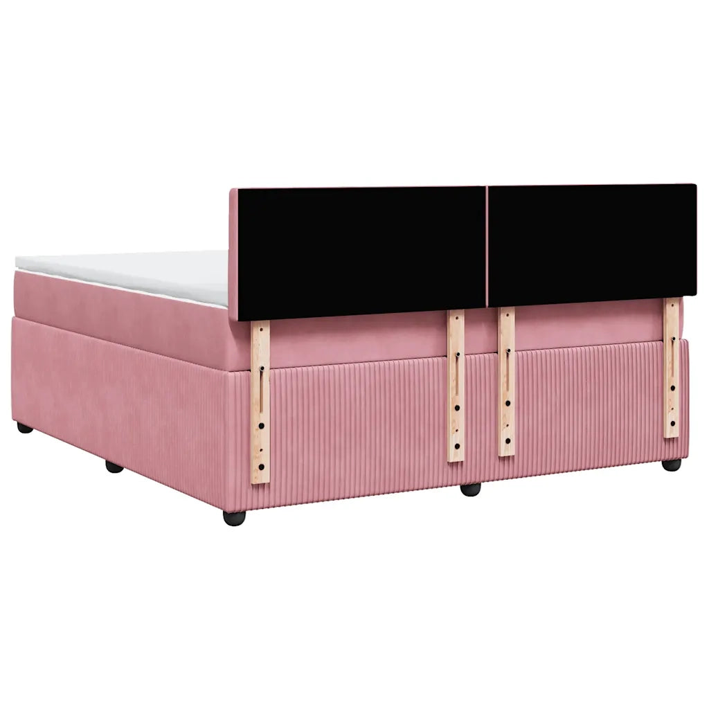 Giroletto a Molle con Materasso Rosa 180x200 cm in Velluto 3287823