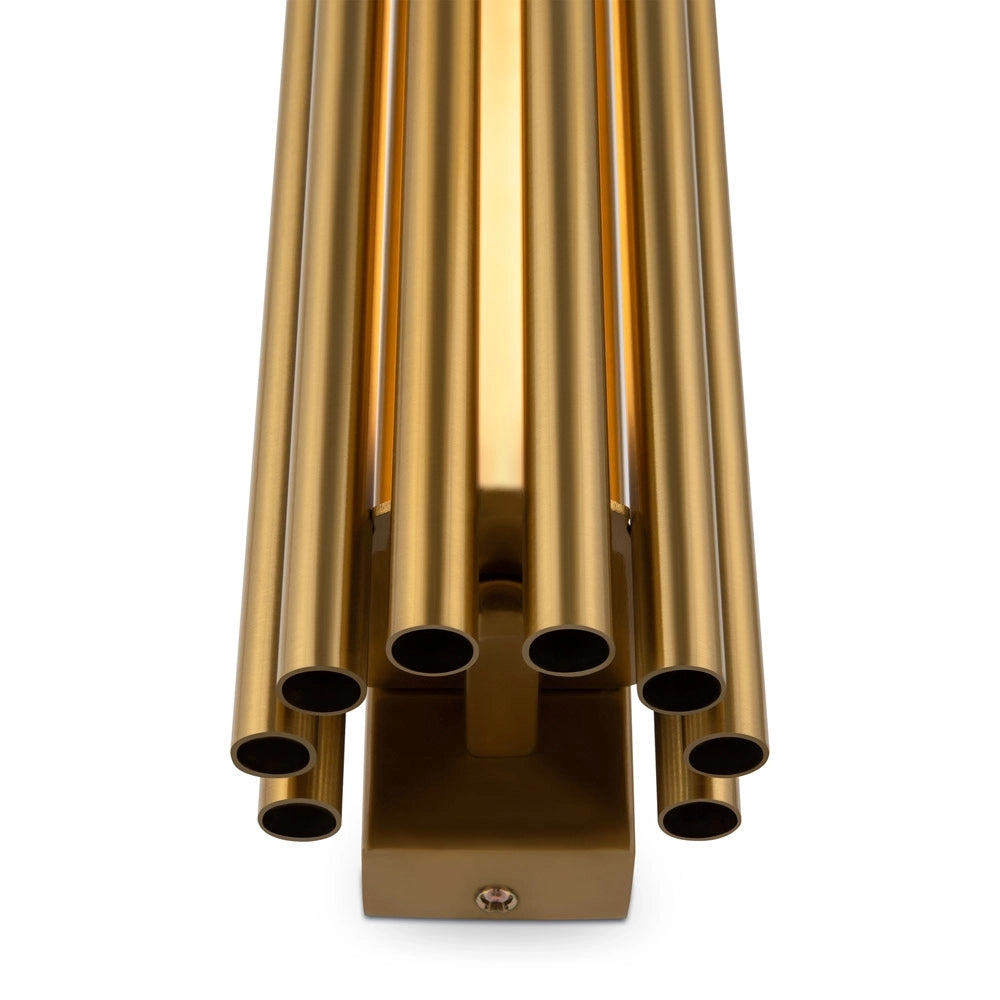 Applique Contemporanea Sonata Led Alluminio Ottone Diffusore Vetro Oro