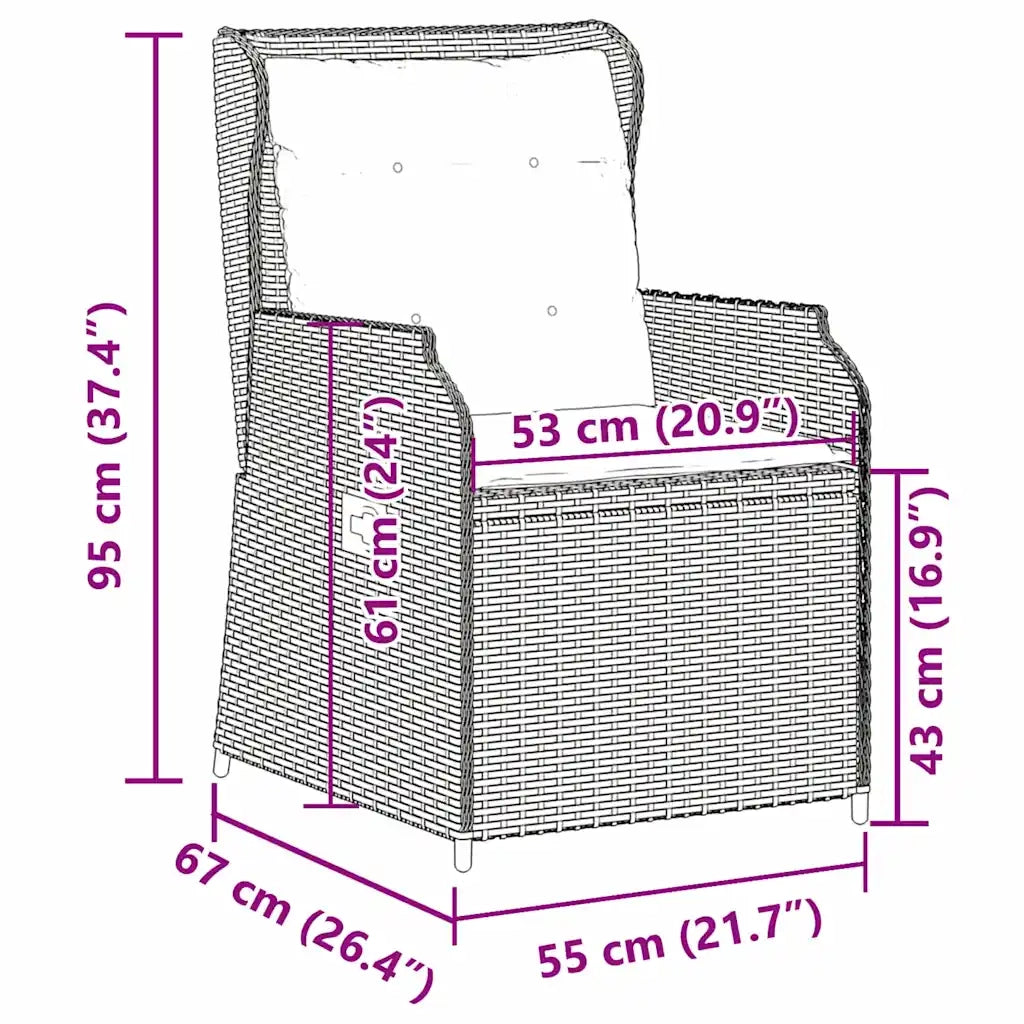 vidaXL Panchina da giardino con cuscino 2 pcs Grigio Poly Rattan