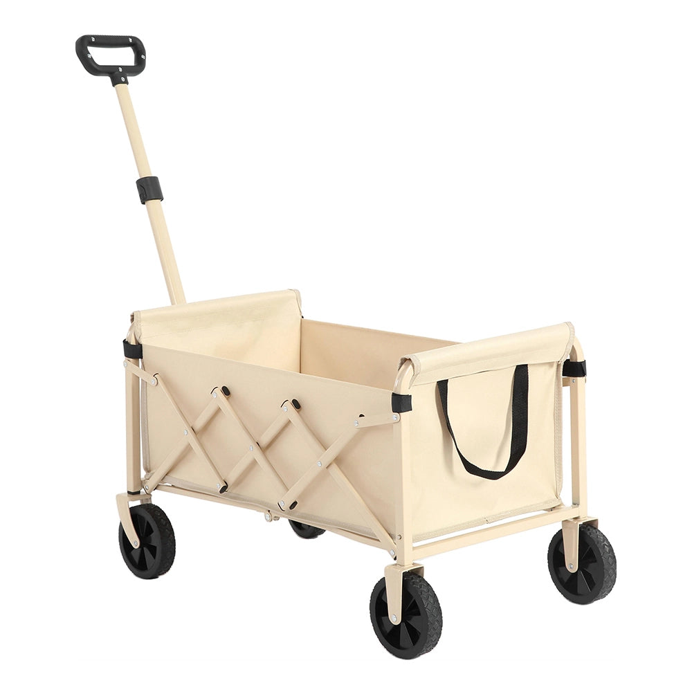 Carrello da spiaggia pieghevole leggero - Xylo - 50L - Beige - Ruote robuste per campeggio e shopping
