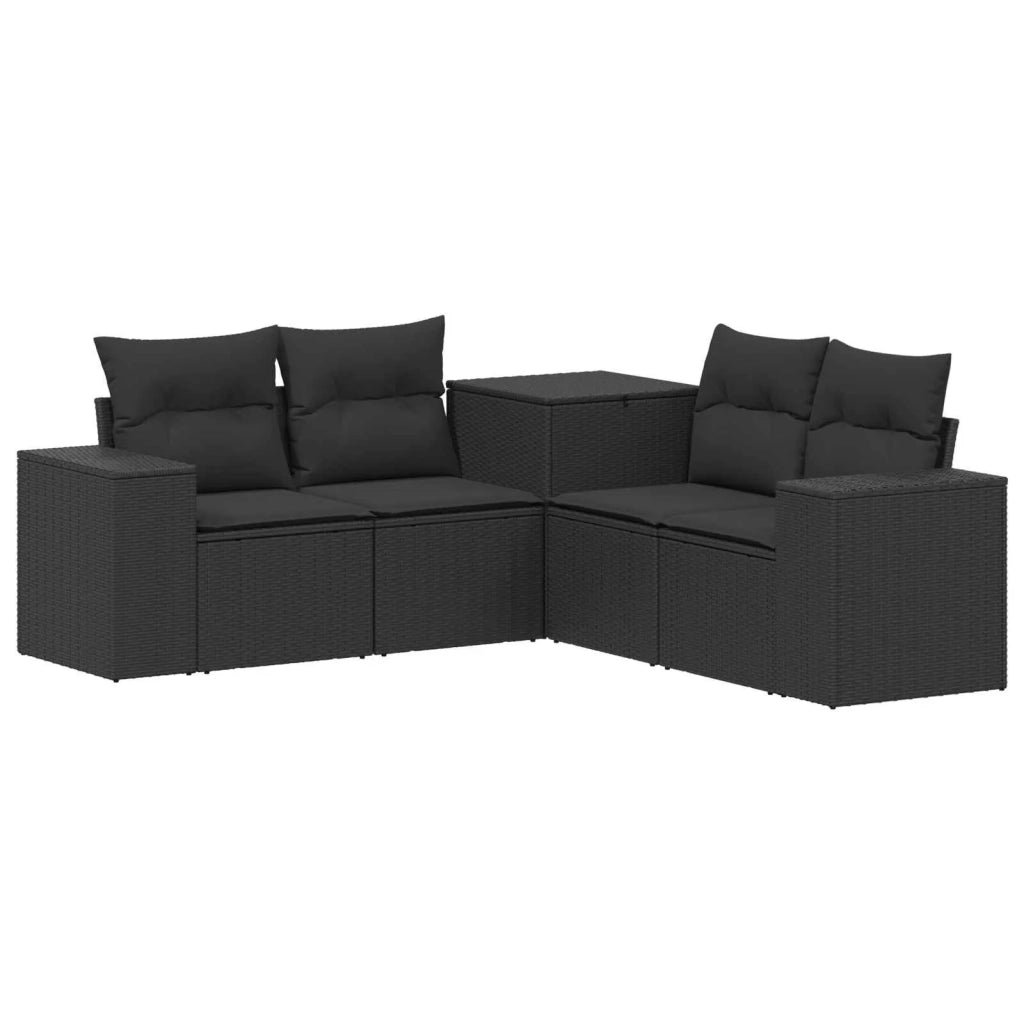Set di divani 5 pz Nero Rattan sintetico e Acciaio 3447911