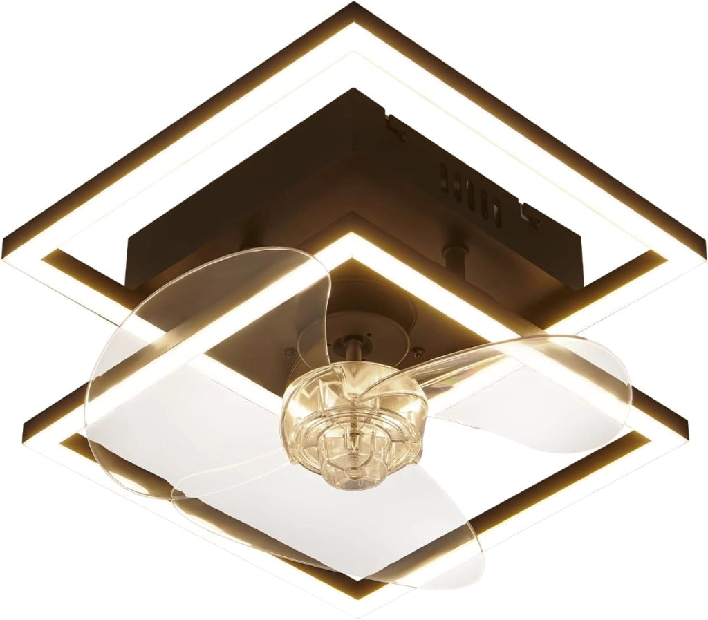 ZMH Ventilatore da Soffitto Silenzioso LED Nero con Illuminazione Moderna Intensità Regolabile per Camera da Letto