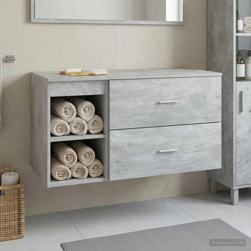 Set di mobili per il bagno 2 pz Grigio Cemento 3403939