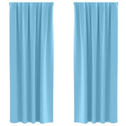 Tende Oscuranti | Tende Blackout con Anelli 2 pz Blu Chiaro 260 x 140 cm