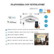 Trade Shop - Plafoniera Con Ventilatore Dimmerabile 40w Silensioso App Telecomando 323115-1 -