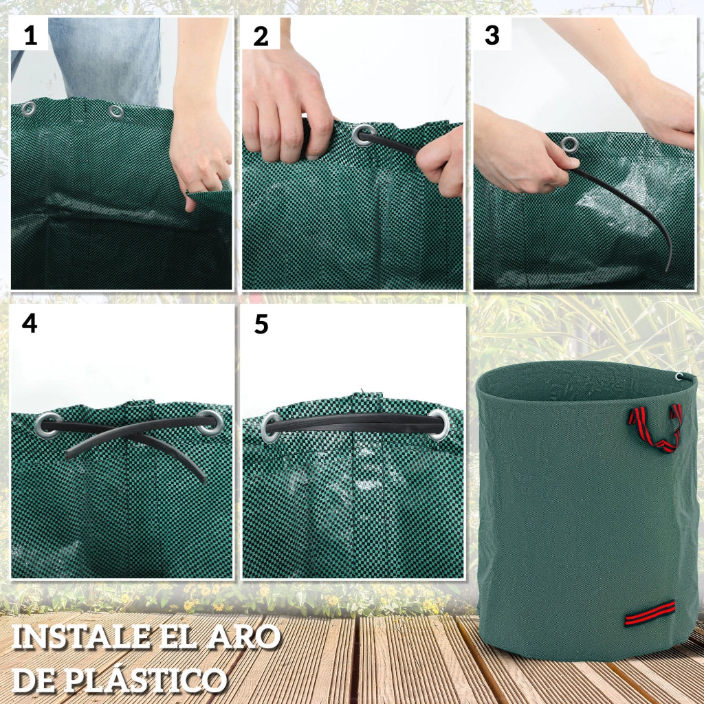 Set di 3 Sacchi per Rifiuti da Giardino ¨C Zephmum ¨C 272L Grigio con Asse