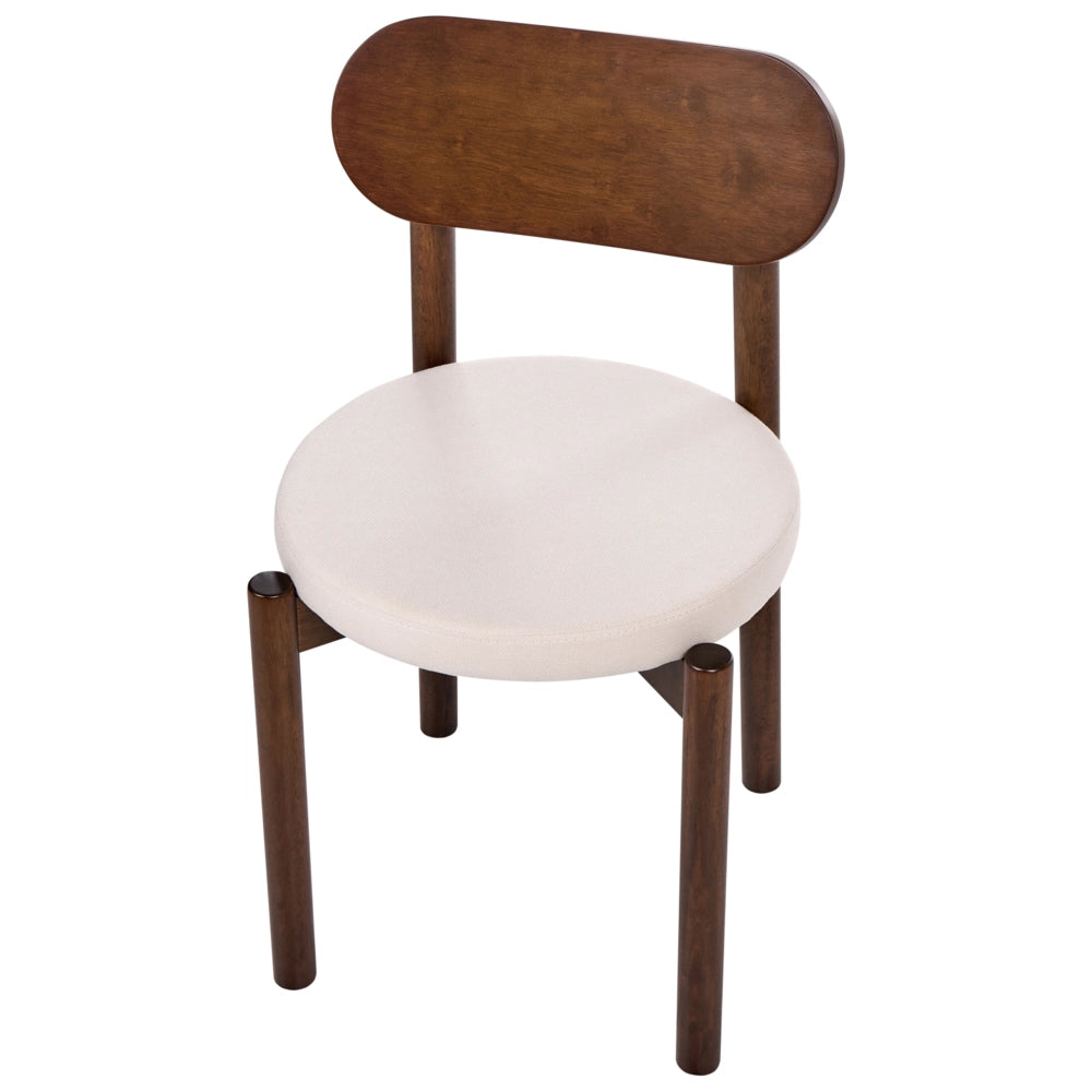 Set di 2 sedie da pranzo con seduta in tessuto e struttura in legno, senza braccioli marrone e beige chiaro stile scandinavo