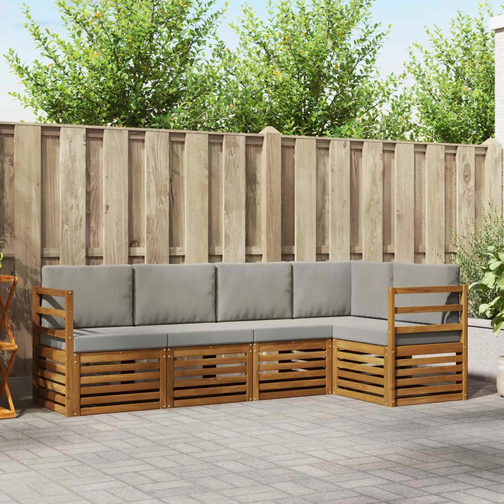Set divano sezionale con cuscino 5 pcs Grigio Naturale e Chiaro 3374791