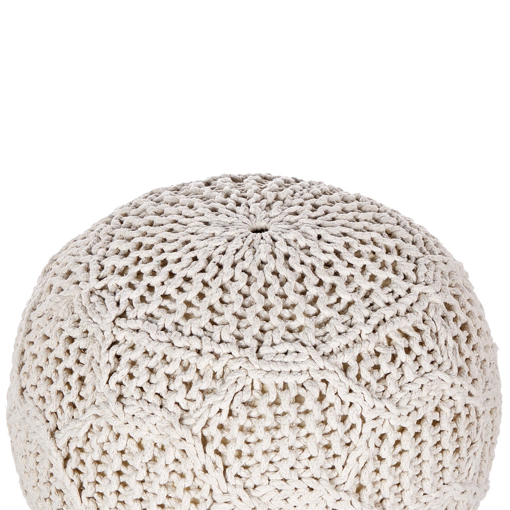 Pouf e poggiapiedi moderni in macrame e cotone intrecciato a mano beige chiaro ⌀ 50 cm soggiorno camera da letto