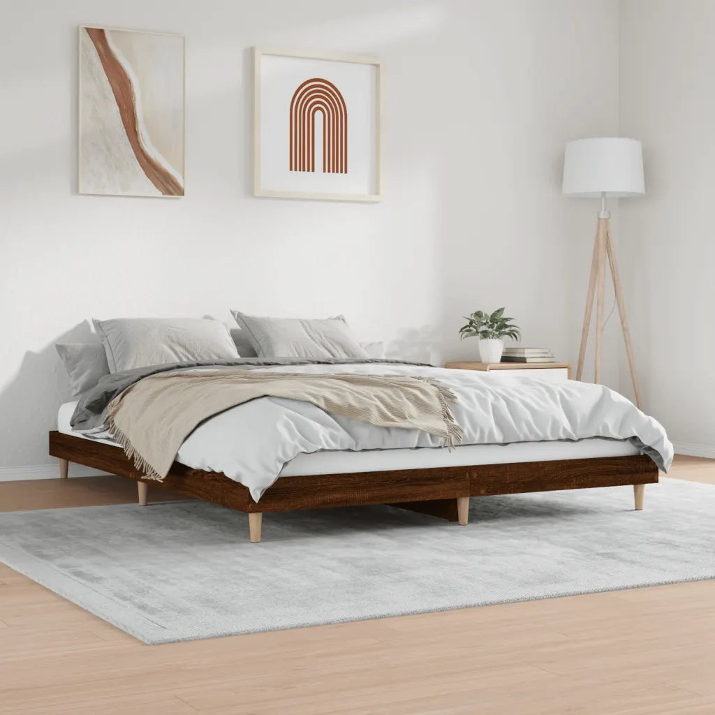 Giroletto senza Materasso Rovere Marrone 200x200 cm Truciolato 832012