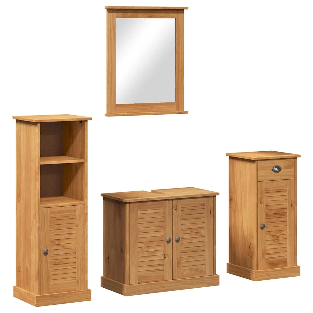 Set di mobili per il bagno con porta VIGO 4 pcs Marrone miele 3328545
