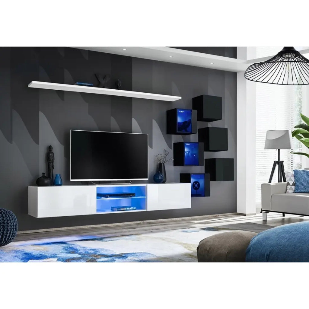 Set di mobili da soggiorno SWITCH XXI design, colore bianco e nero.