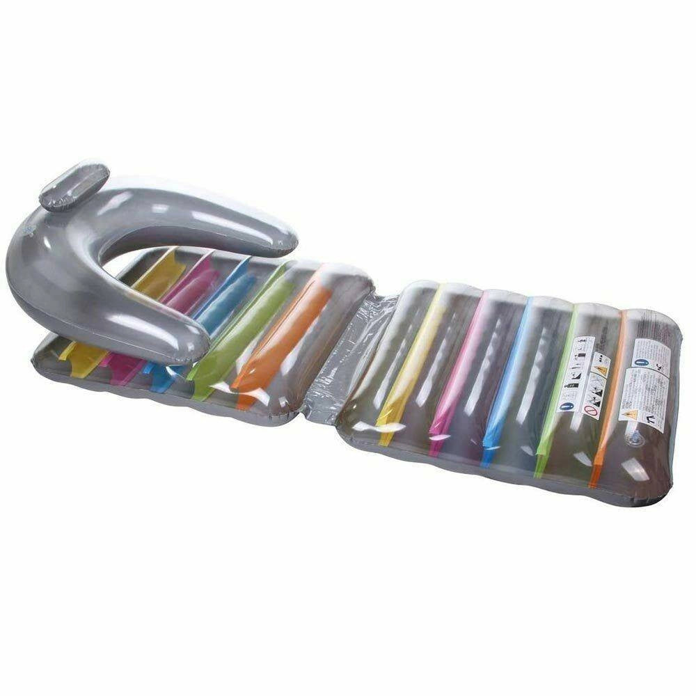 Trade Shop - Poltrona Materassino Gonfiabile Multicolor 198x84cm Per Mare Piscina Pieghevole -