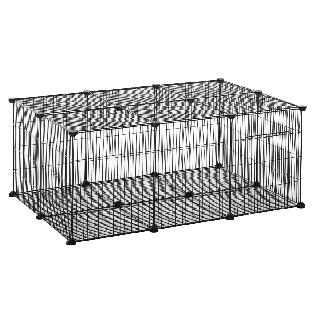 Gabbia per Conigli e Piccoli Animali ¨C zephmum ¨C Nero, Metallo, Modulabile, 105x70x45cm