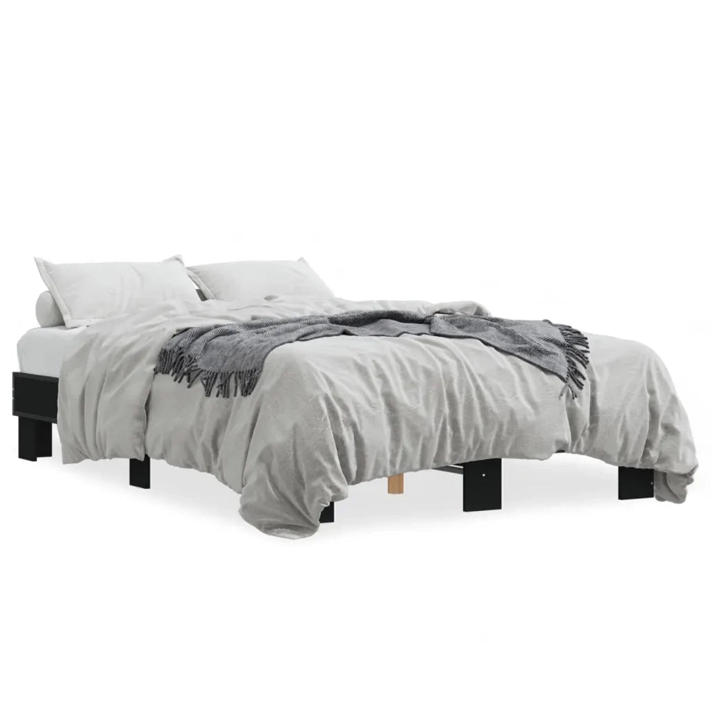 Giroletto-Struttura Letto Nero 120x200 cm in Legno Multistrato e Metallo 638567