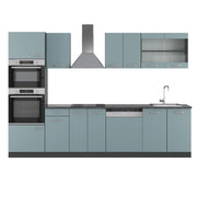 Vicco Cucina componibile Blu-grigio/antracite 300 cm con armadio alto, PL Antracite