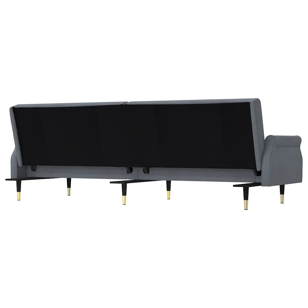 Divano letto | Sof¨¤ letto | Letto singolo con Cuscini Grigio Scuro in Velluto