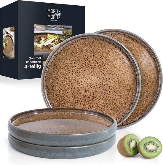 Set di Piatti in Ceramica Piana da 4 - 26 cm - Resistenti al Lavastoviglie