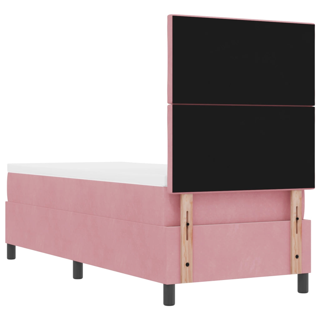 Letto Box Spring con Materasso e LED Rosa 80x200 cm Velluto