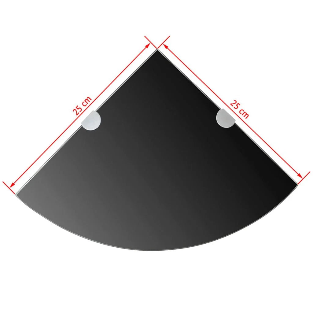 Mensola angolare di design con staffe cromate vetro nero 25 x 25 cm 2702220/2