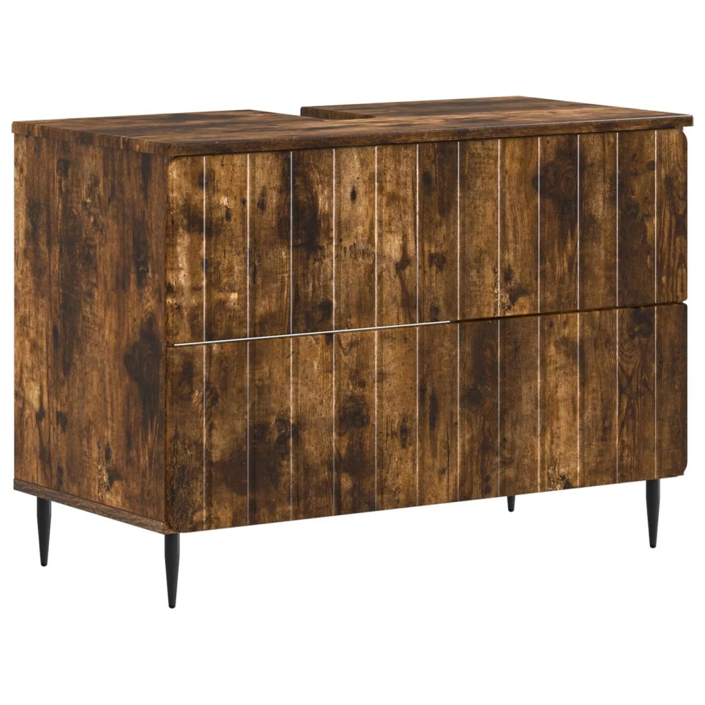 Set di armadietti da bagno in 3 pezzi ZWOLLE Rovere Fumo 3417761