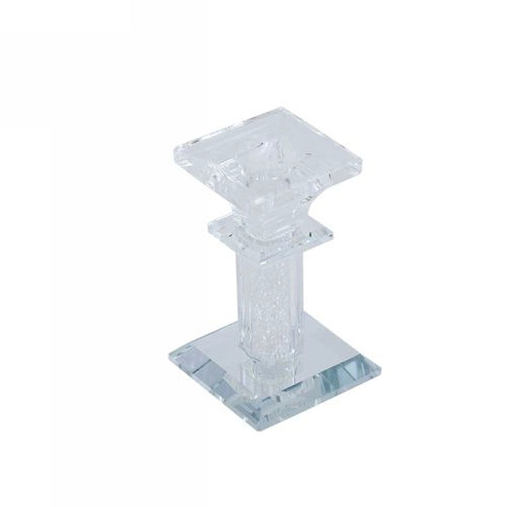 Trade Shop - Porta Candela Vetro Diamanti Candeliere Idea Regalo Bomboniera Cristallo 6x6x9.7 -
