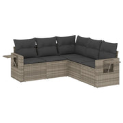 Set Divano da Giardino 5pz | Set Salotto da Giardino con Cuscini Grigio Chiaro Polyrattan