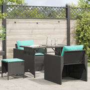 Set Divani da Giardino 4 pz con Cuscini Nero in Polyrattan