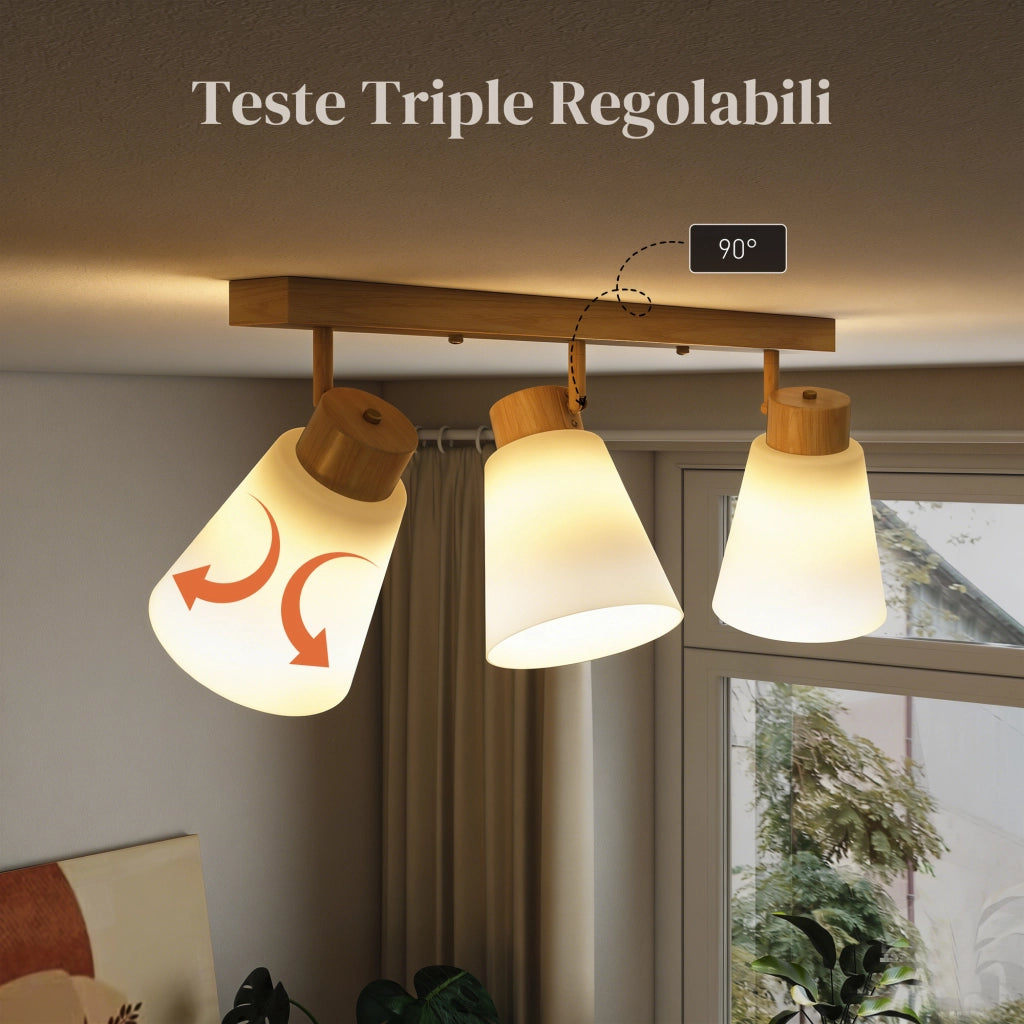 Lampadario a Soffitto 3 Luci Regolabili ¨C zephmum ¨C Legno